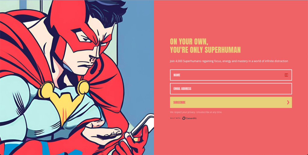 Only Superhuman first landing page